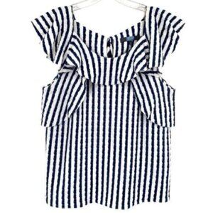 Eva Franco Anthropologie Keely Textured Blue Stripe Sleeveless Top